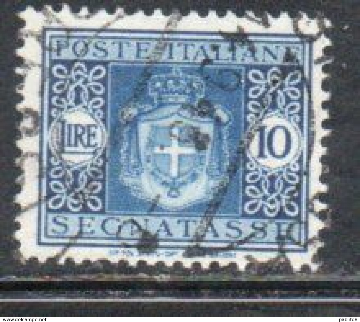 ITALIA REGNO LUOGOTENENZA 1945 SEGNATASSE SENZA FILIGRANA  LIRE 10 TIMBRATO USED - Postage Due