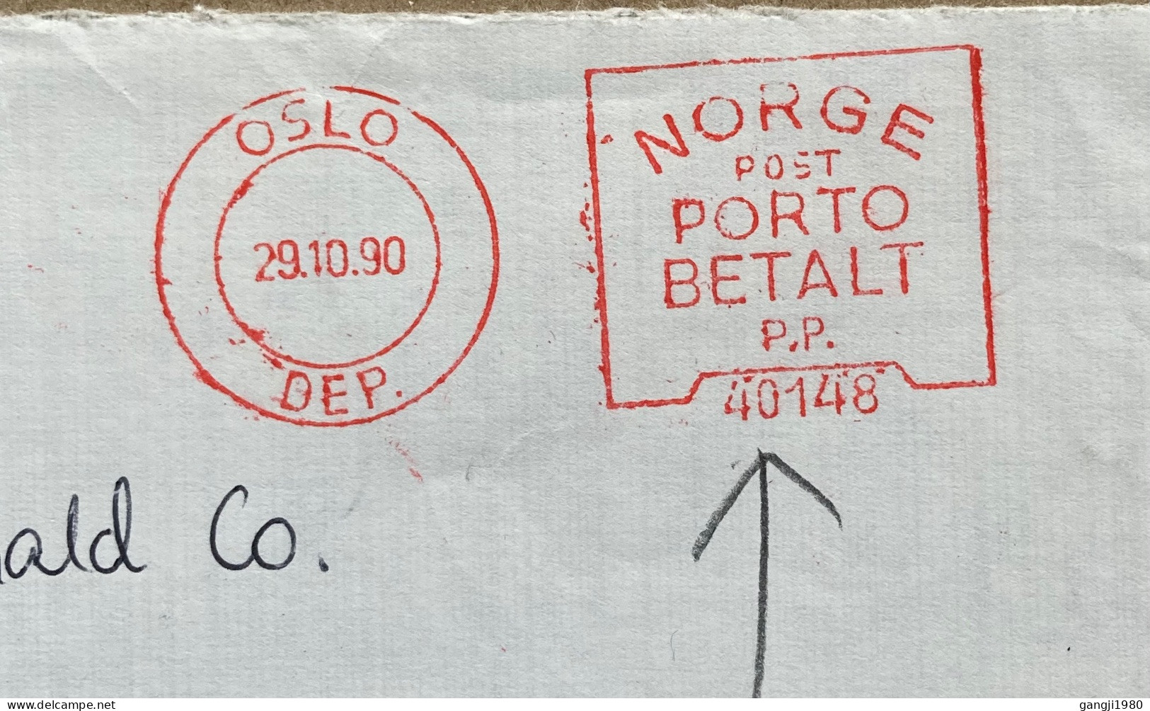 NORWAY1990, ILLUSTRATE COVER, USED TO USA, METER MACHINE CANCEL, NORGE POST, PORTO BETALT, COVER NUP, OF INTERNATIONAL A - Brieven En Documenten
