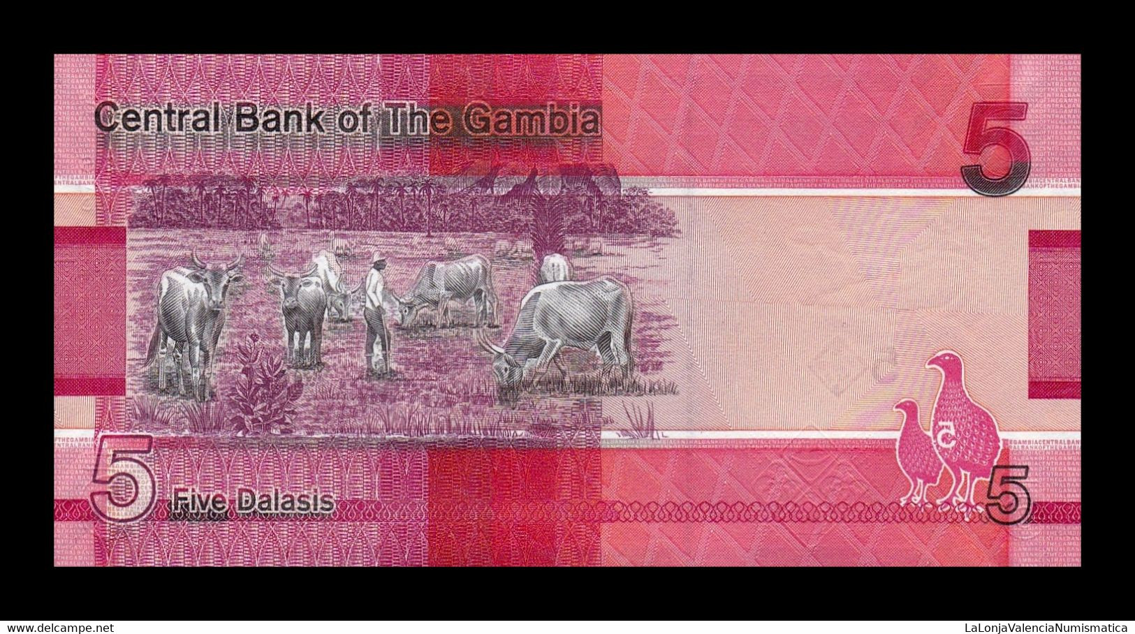 Gambia Lot 10 Banknotes 5 Dalasis 2020 (2022) Pick 37 New Sc Unc - Gambie