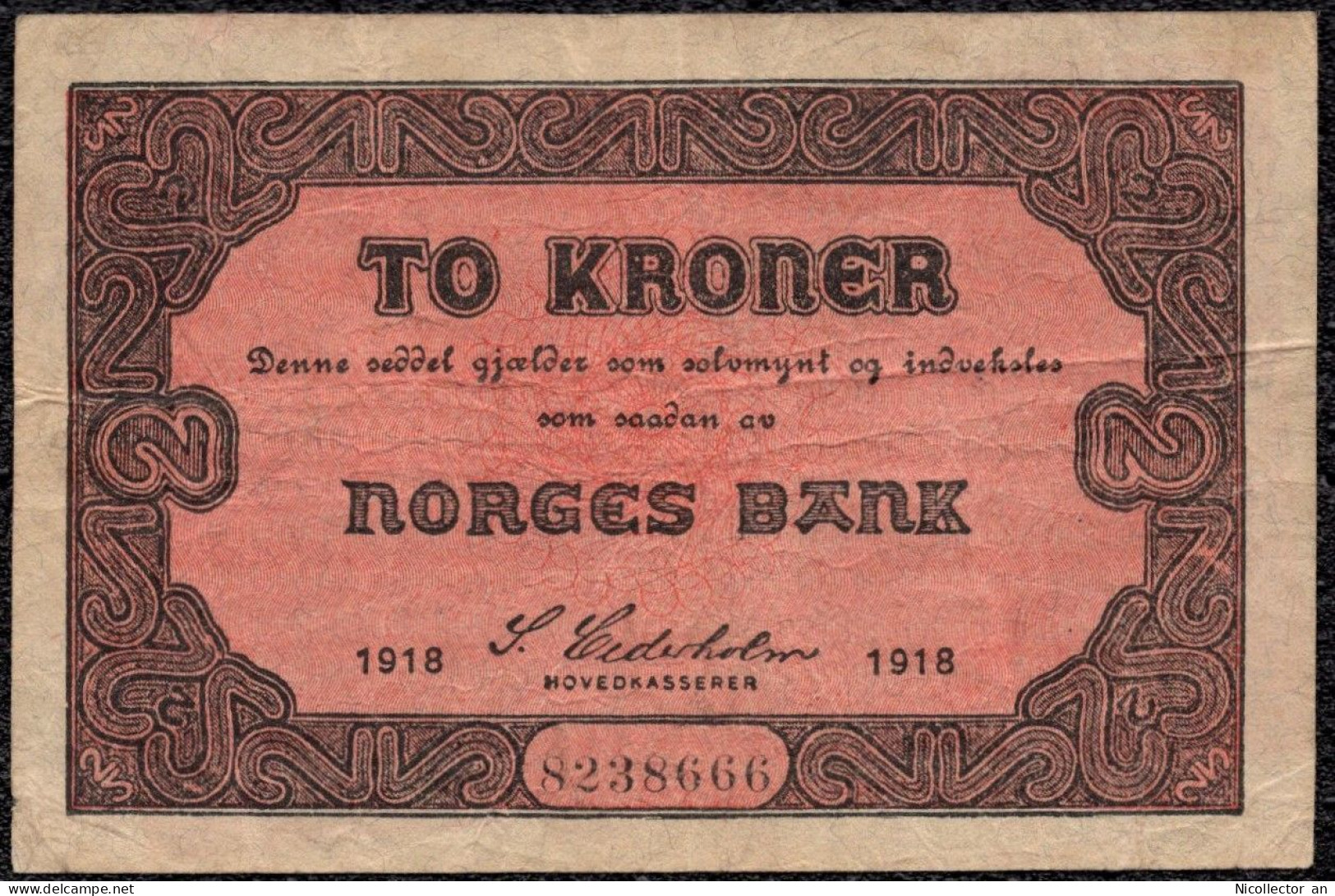 Norway 2 Kroner 1918 VF Banknote - Norway