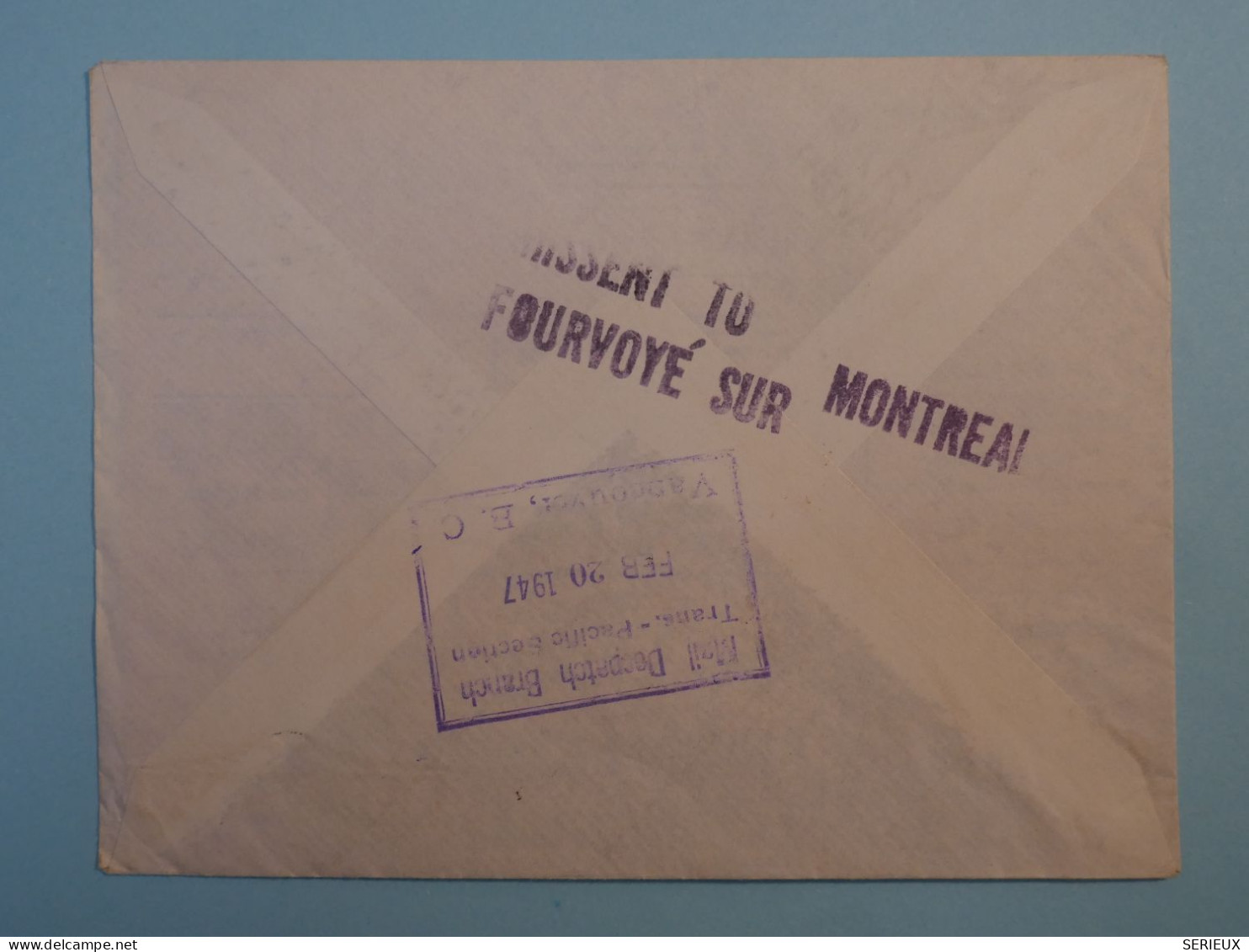 BT16 ETAB. OCEANIE  BELLE LETTRE CURIOSITé  RARE 1947   PAPEETE  A  PANTIN   FRANCE +FOURVOYé MONTREAL++ ++ - Cartas & Documentos