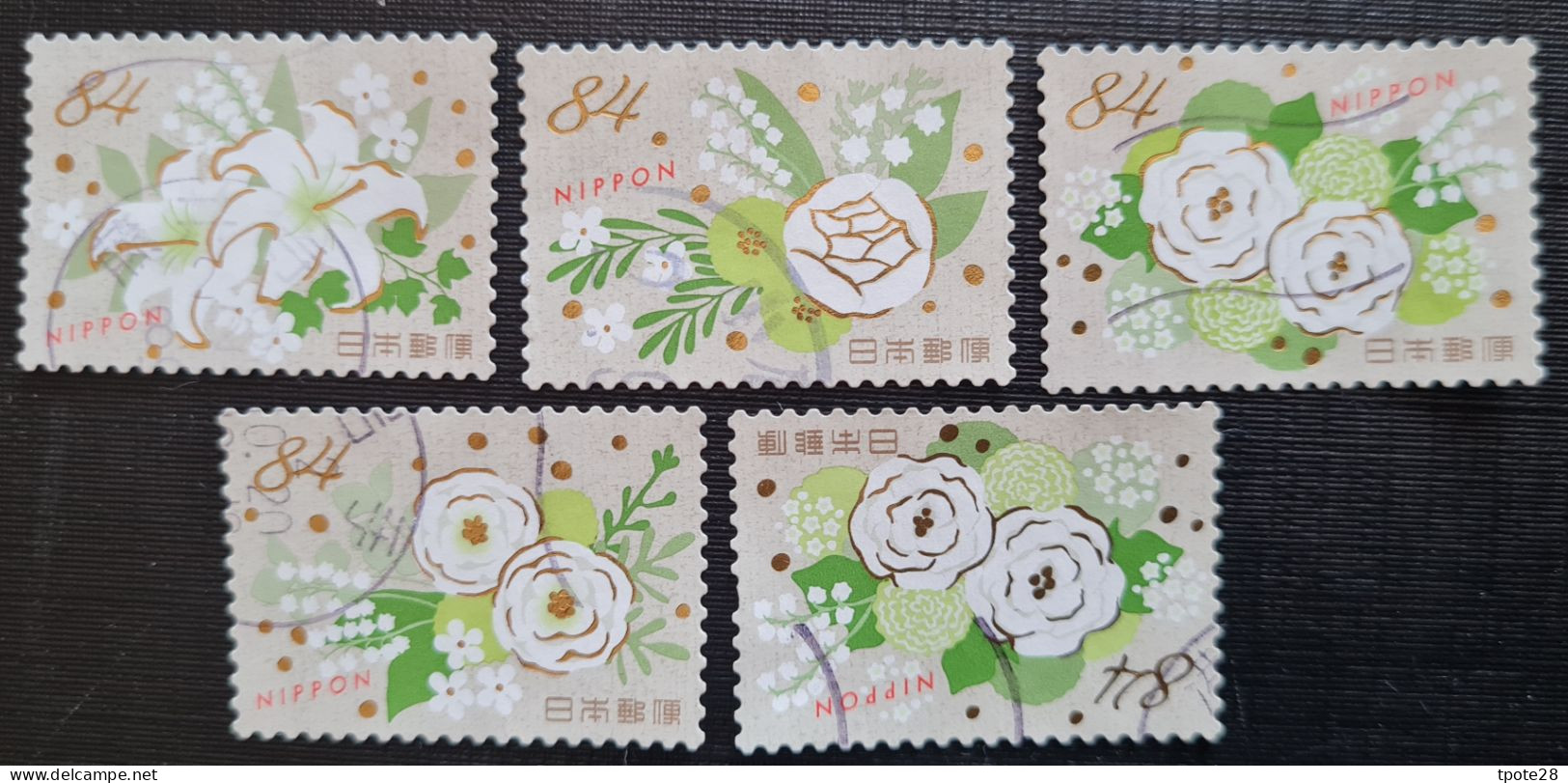 Japon 2020 9876 9880 Bouquet De Fleurs Lys Rose Muguet Photo Non Contractuelle - Used Stamps