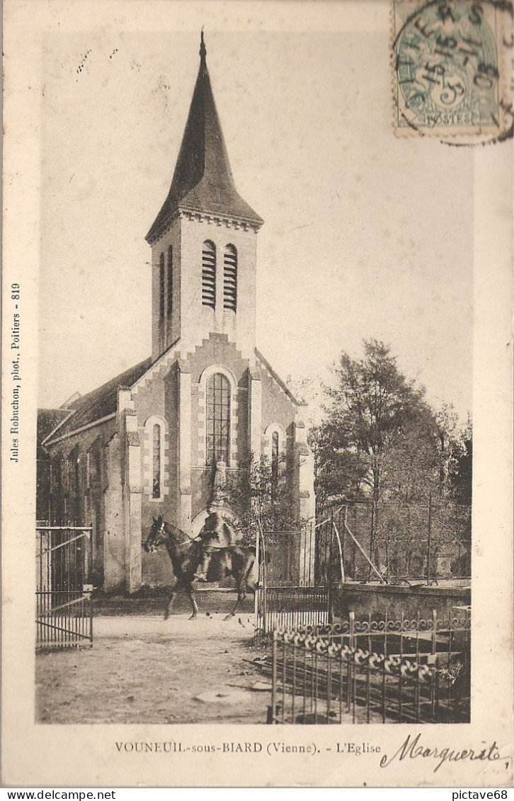 CPA 86-VOUNEUIL SOUS BIARD- L'EGLISE 1908 - Vouneuil Sous Biard