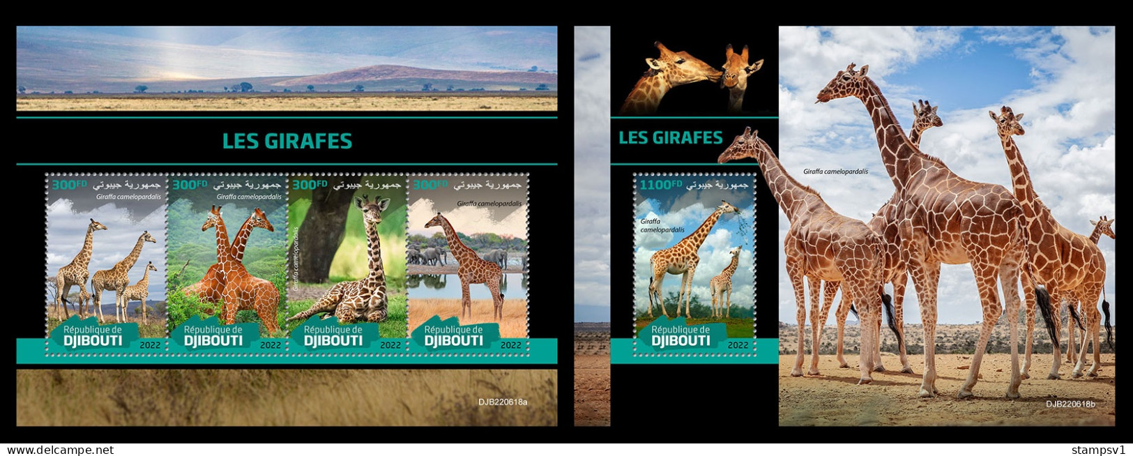 Djibouti  2022 Girrafes. (618) OFFICIAL ISSUE - Giraffes