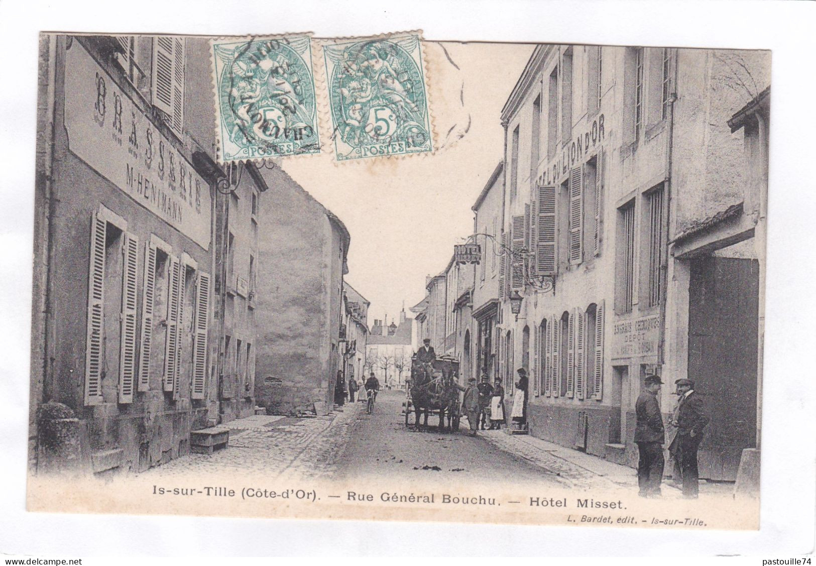 CPA :  14 X 9  -  Is-sur-Tille - Rue Général Bouchu. - Hôtel Misset. - Is Sur Tille