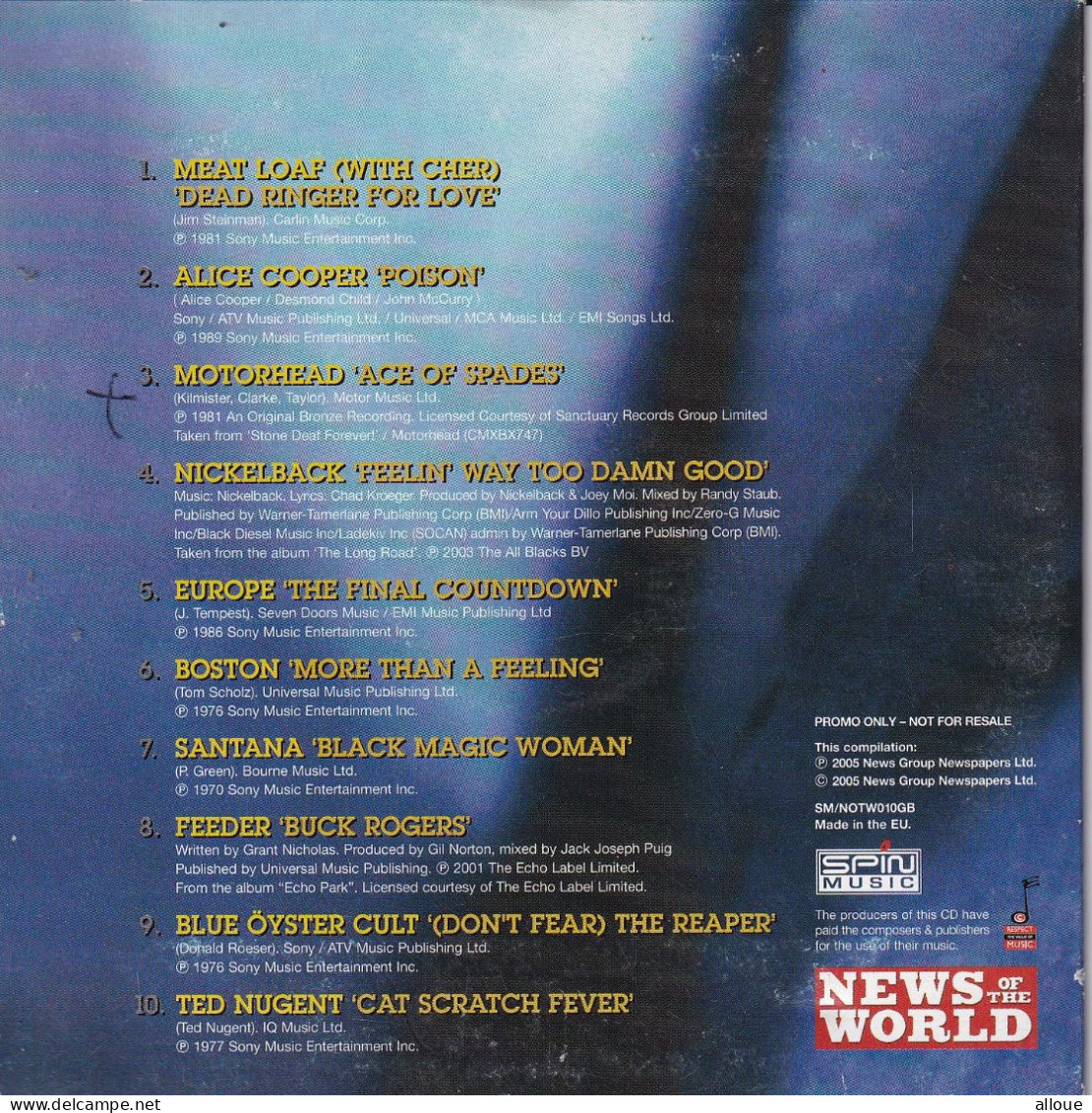 LEGENDS OF ROCK - CD NEWS OF THE WORLD -POCHETTE CARTON 10TRACK - MEAT LOAF-ALICE COOPER-EUROPE-MOTORHEAD - Altri - Inglese
