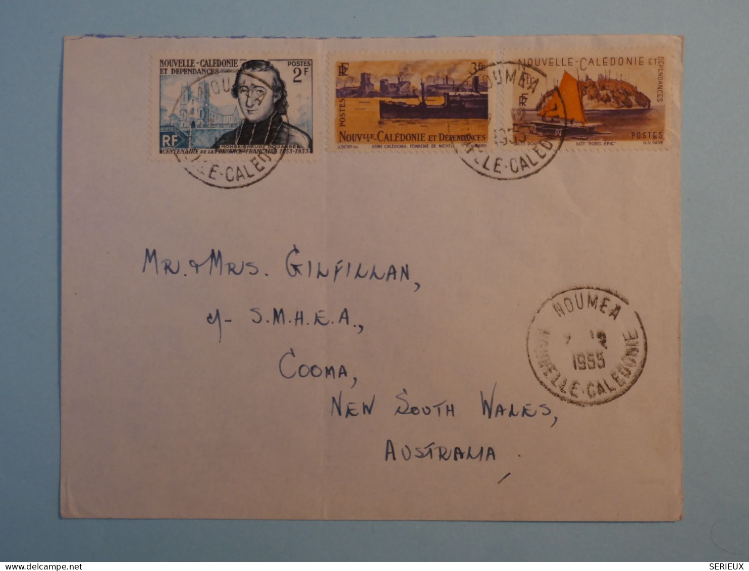 BT16  NOUVELLE CALEDONIE   BELLE LETTRE RR 1953 NOUMEA  A  COOMA AUSTRALIA  ++ PAS SI COURANT+ + - Cartas & Documentos