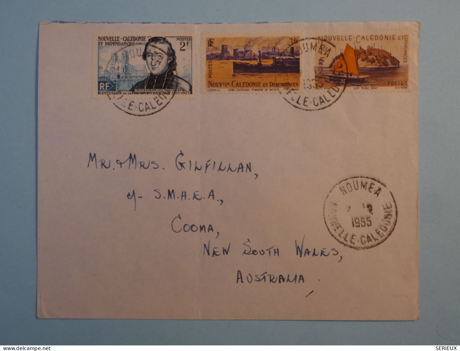 BT16  NOUVELLE CALEDONIE   BELLE LETTRE RR 1953 NOUMEA  A  COOMA AUSTRALIA  ++ PAS SI COURANT+ + - Lettres & Documents