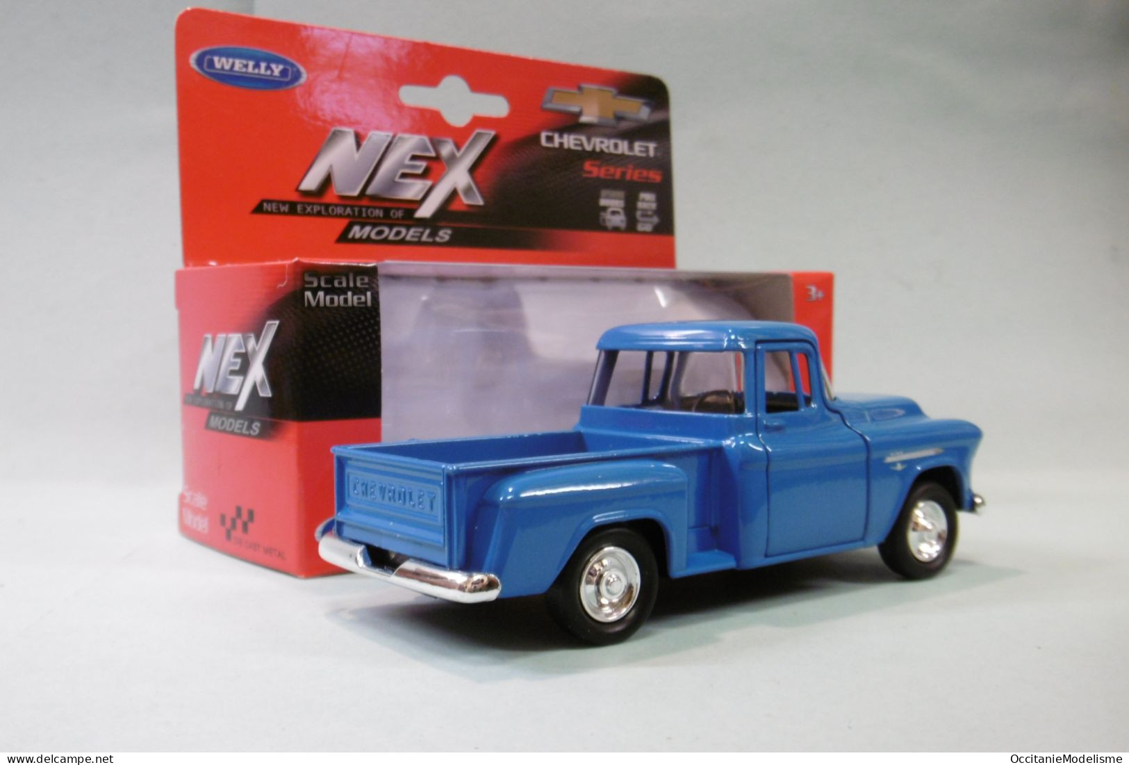 Welly Nex - CHEVROLET CHEVY STEPSIDE 3100 PICK-UP 1955 Bleu Réf. 43749 BO 1/40 - Welly