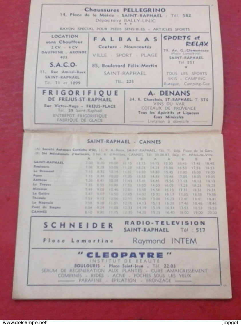 Horaires Services De Cars Région Saint Raphaël Hiver 1963-1964 Sainte Maxime Draguignan Seillans Fayence... - Europa