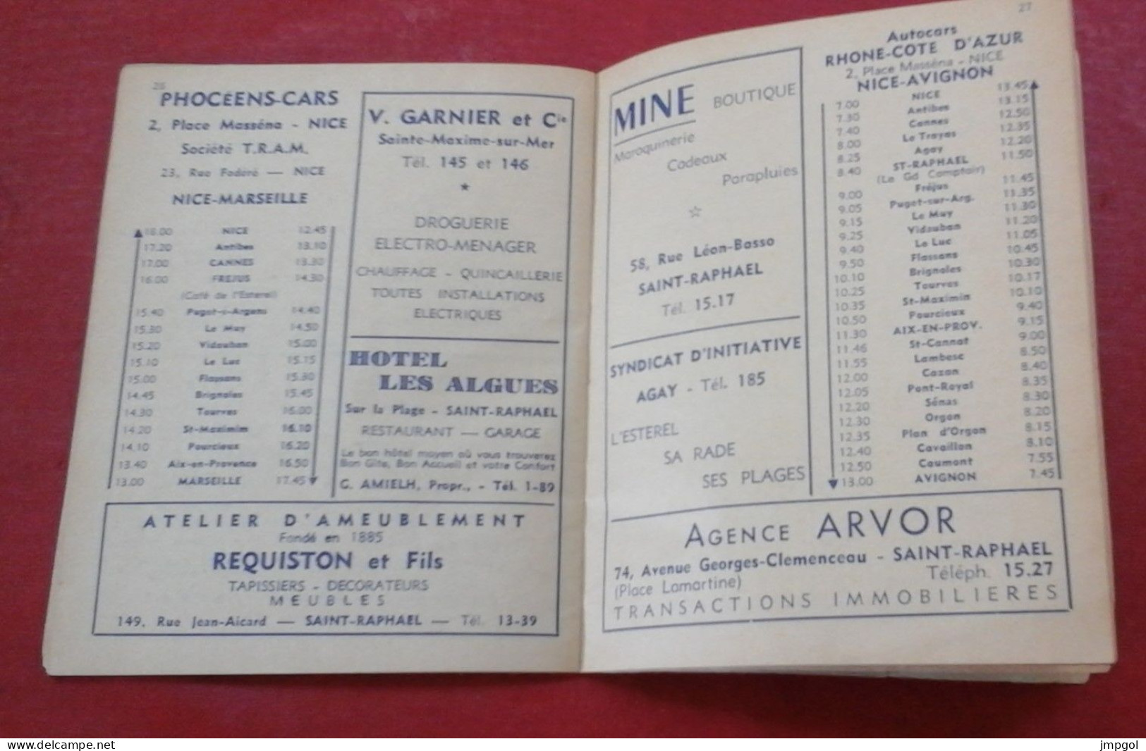 Horaires Services De Cars Région Saint Raphaël Hiver 1963-1964 Sainte Maxime Draguignan Seillans Fayence... - Europe