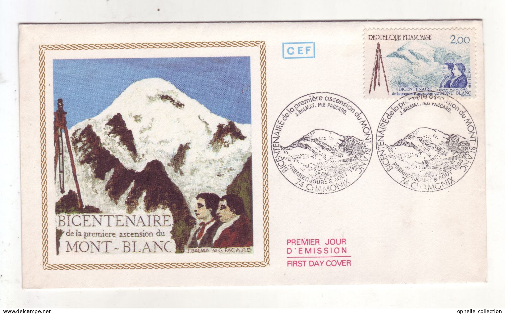 France  - FDC 1er Jour - Bicentenaire De La Première Ascension Du Mont-Blanc - Chamonix08-08-1986 - M217 - Otros & Sin Clasificación