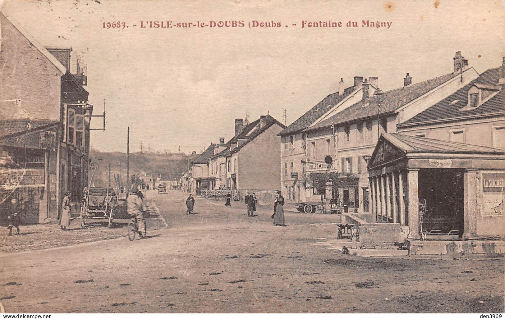 L'ISLE-sur-le-DOUBS (Doubs) - Fontaine Du Magny - Voyagé 1935 (2 Scans) Ray. Charpiat, Rue Des Bornes, Fesches-le-Chatel - Isle Sur Le Doubs