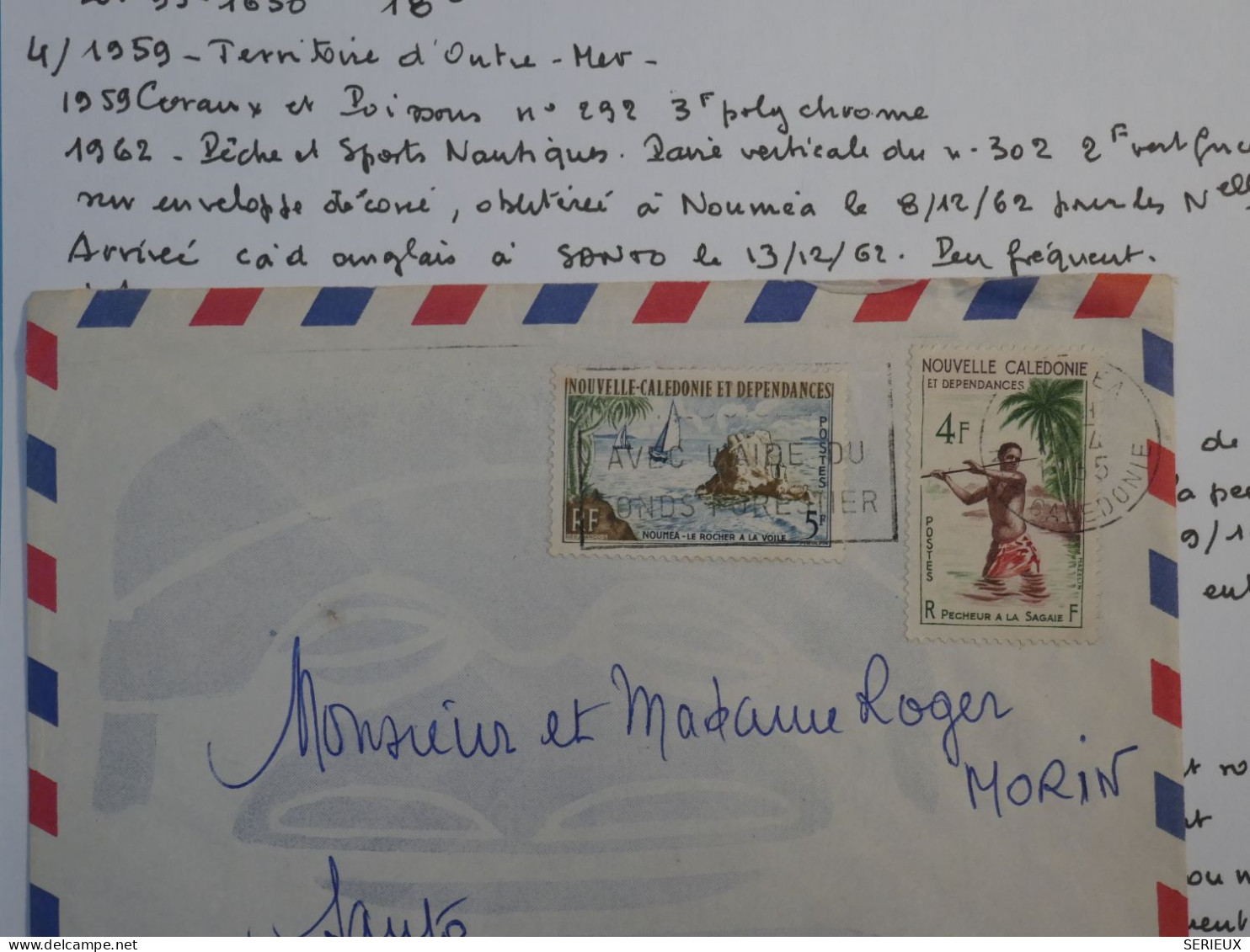 BT16  NOUVELLE CALEDONIE  BELLE LETTRE  1955 NOUMEA  A SANTO NVELLES HEBRIDES  ++ PAS SI COURANT+ + - Covers & Documents