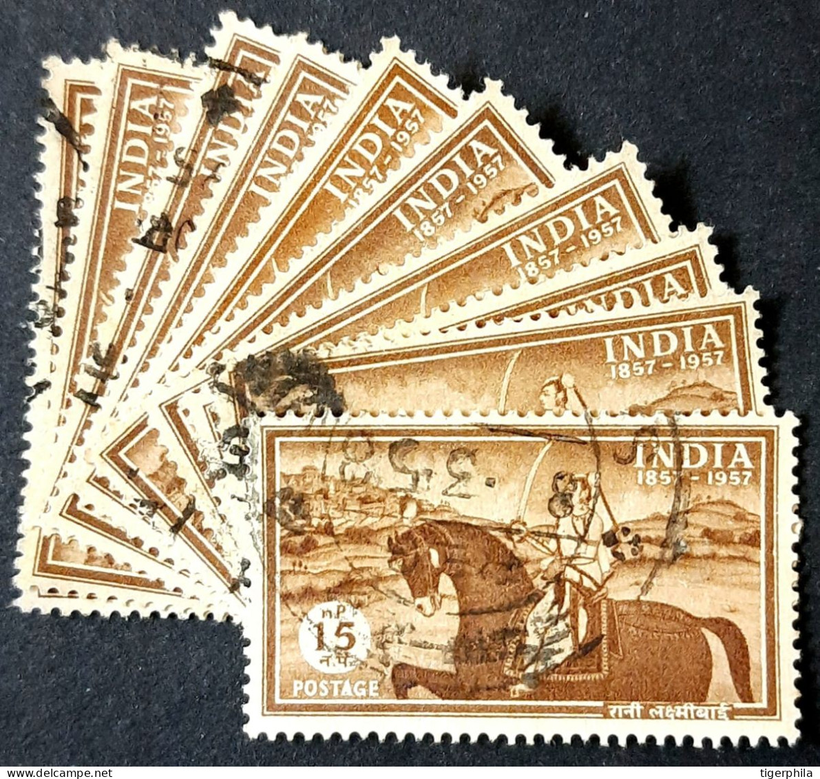 INDIA 1957 Rani Laxmi Bai Lot Of 10 Used - Oblitérés