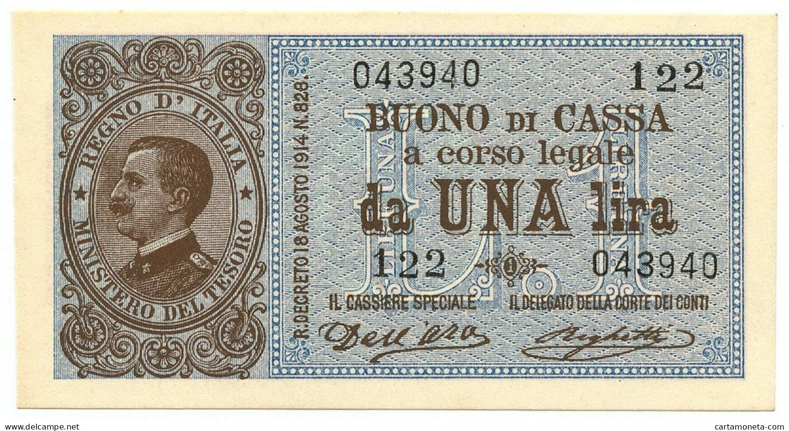 1 LIRA BUONO DI CASSA EFFIGE VITTORIO EMANUELE III 02/09/1914 QFDS - Otros