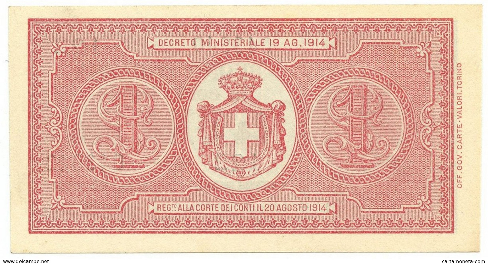 1 LIRA BUONO DI CASSA EFFIGE VITTORIO EMANUELE III 02/09/1914 QFDS - Regno D'Italia – Other