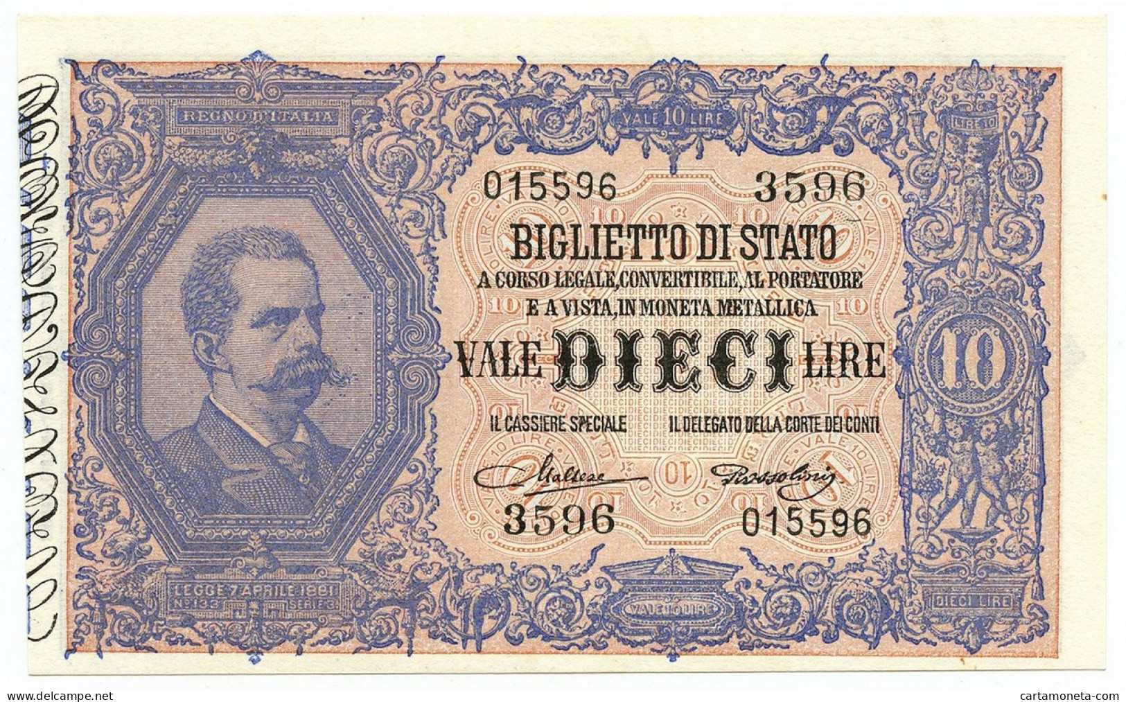 10 LIRE BIGLIETTO DI STATO EFFIGE UMBERTO I 19/05/1923 QFDS - Regno D'Italia – Autres