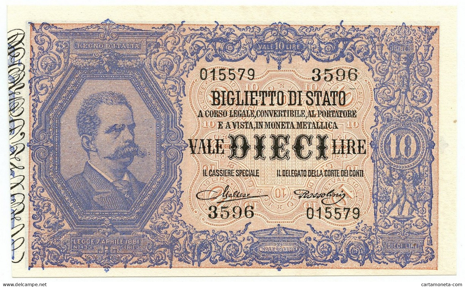 10 LIRE BIGLIETTO DI STATO EFFIGE UMBERTO I 19/05/1923 FDS-/FDS - Sonstige