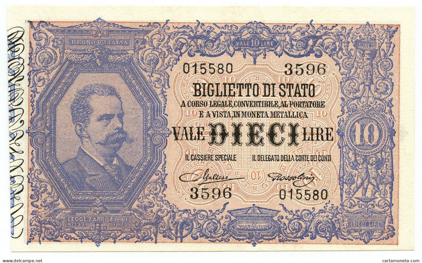 10 LIRE BIGLIETTO DI STATO EFFIGE UMBERTO I 19/05/1923 FDS-/FDS - Regno D'Italia - Altri