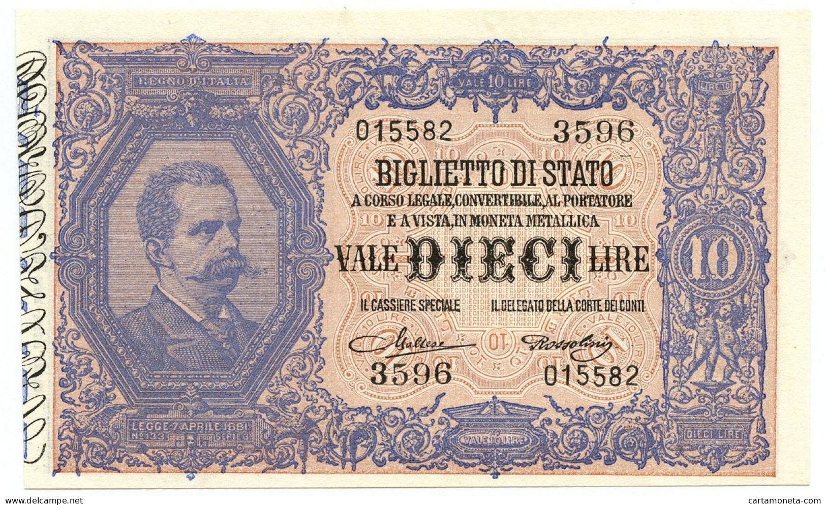 10 LIRE BIGLIETTO DI STATO EFFIGE UMBERTO I 19/05/1923 FDS-/FDS - Sonstige