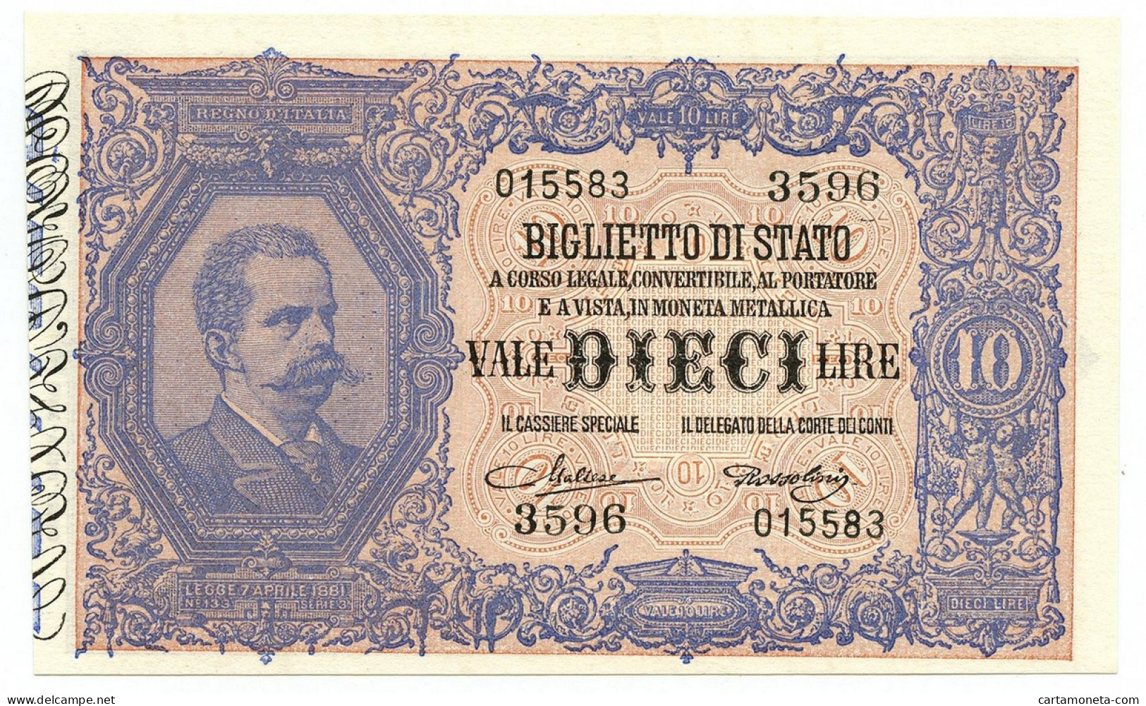 10 LIRE BIGLIETTO DI STATO EFFIGE UMBERTO I 19/05/1923 QFDS - Regno D'Italia – Other