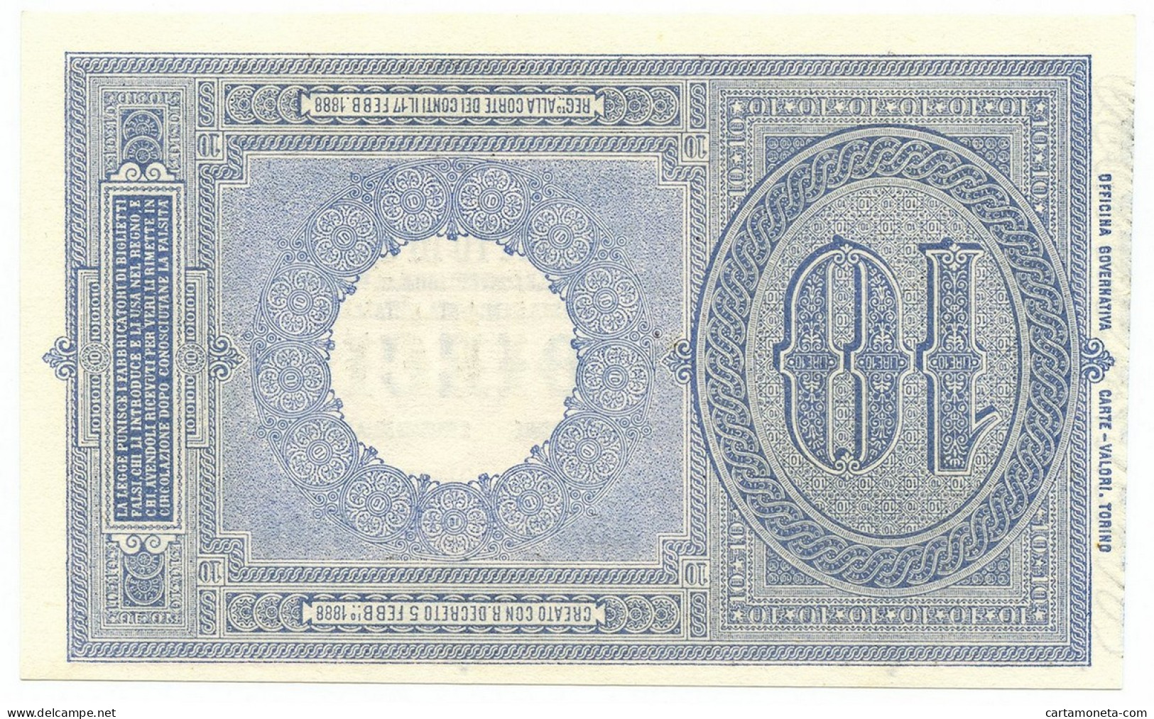 10 LIRE BIGLIETTO DI STATO EFFIGE UMBERTO I 19/05/1923 FDS - Otros