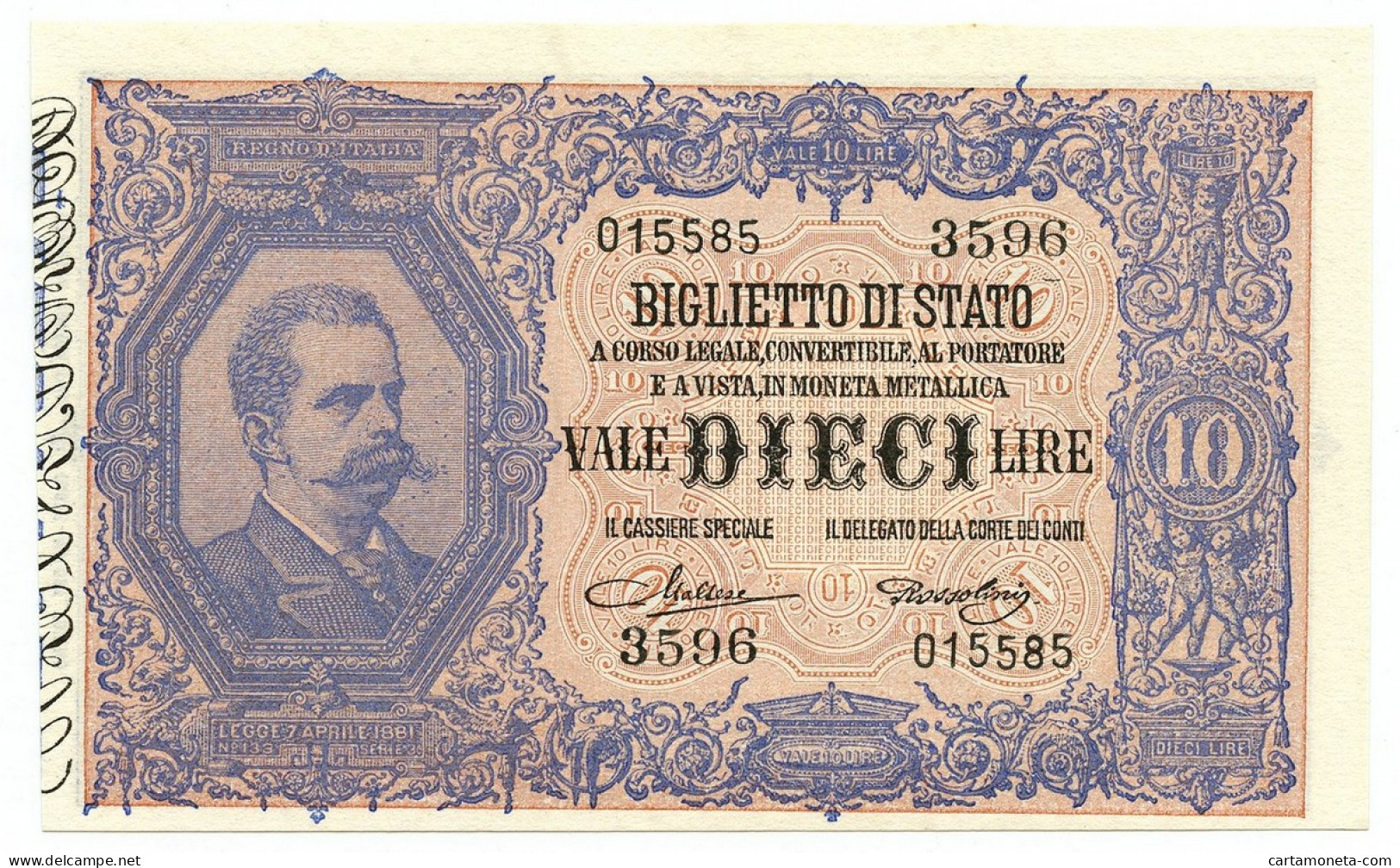 10 LIRE BIGLIETTO DI STATO EFFIGE UMBERTO I 19/05/1923 FDS-/FDS - Sonstige