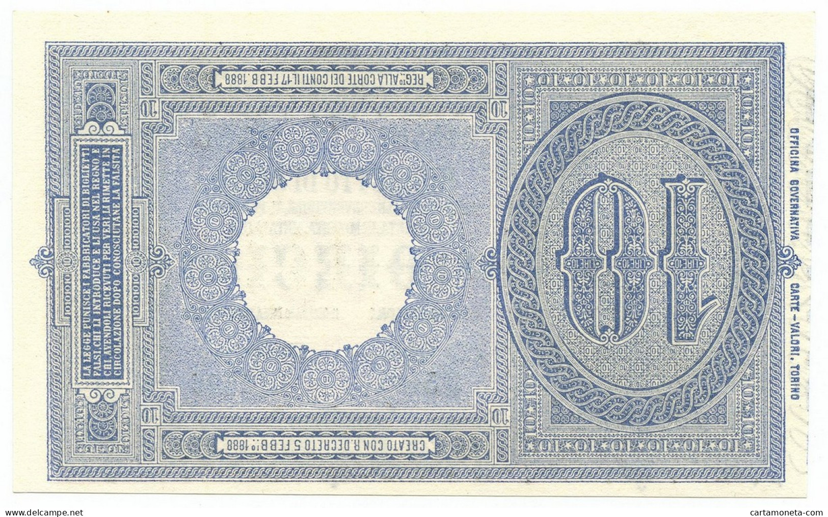 10 LIRE BIGLIETTO DI STATO EFFIGE UMBERTO I 19/05/1923 FDS-/FDS - Regno D'Italia - Altri