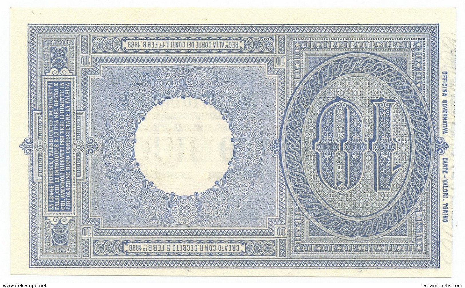 10 LIRE BIGLIETTO DI STATO EFFIGE UMBERTO I 19/05/1923 FDS-/FDS - Regno D'Italia – Autres