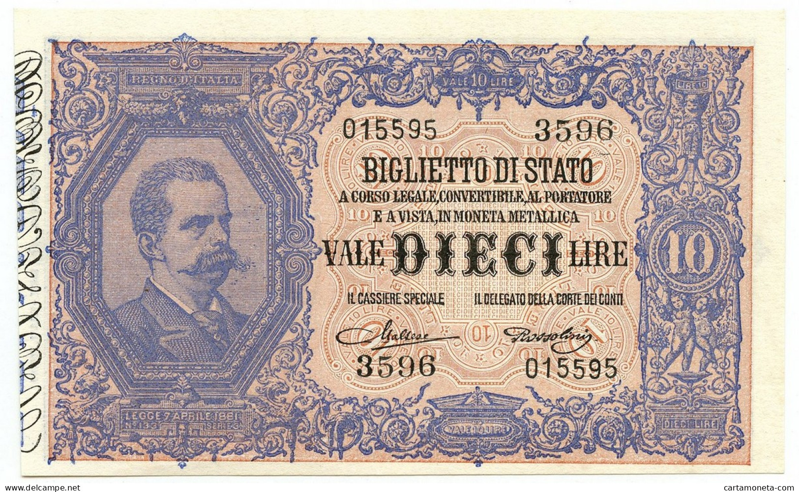 10 LIRE BIGLIETTO DI STATO EFFIGE UMBERTO I 19/05/1923 QFDS - Regno D'Italia – Other