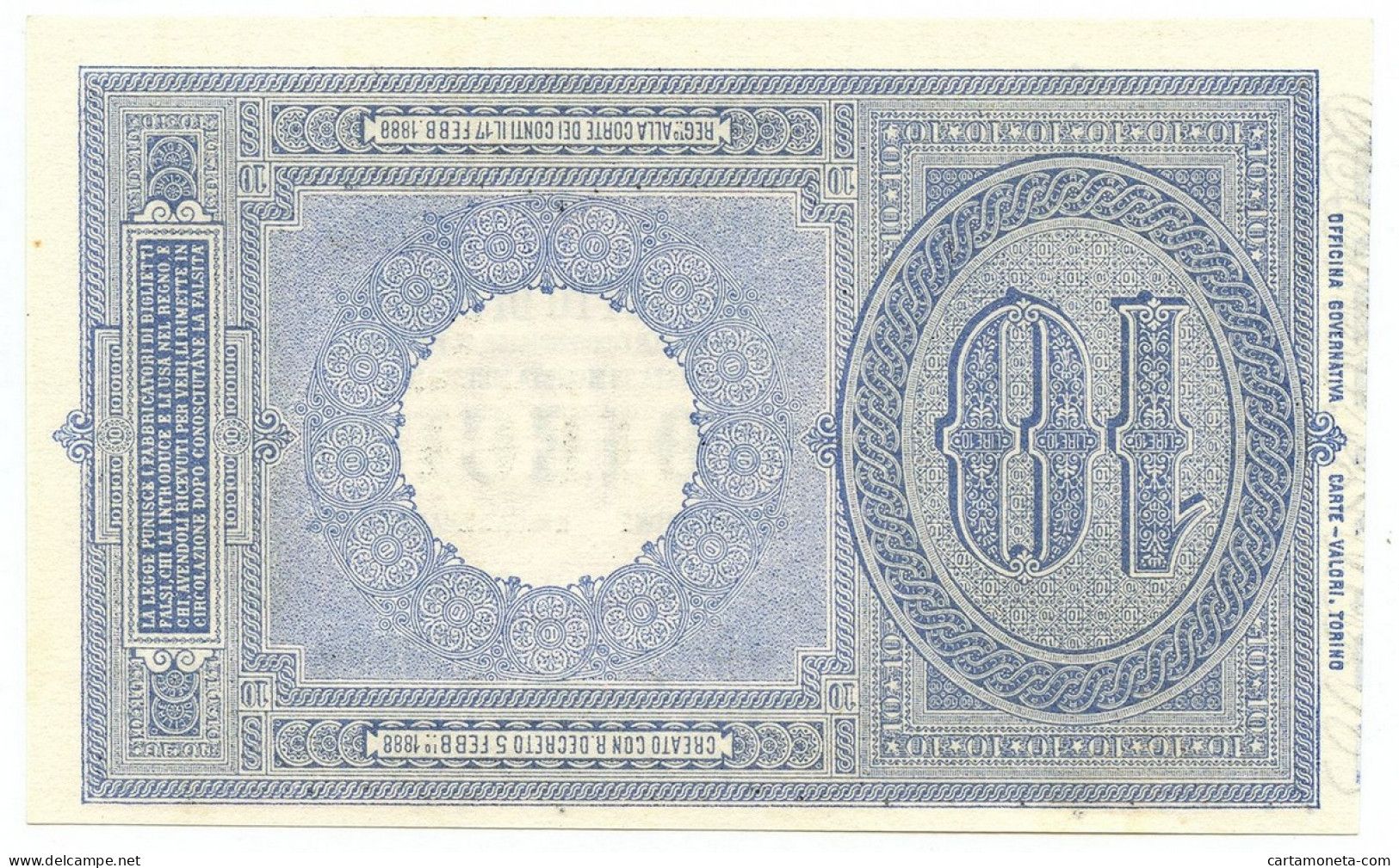 10 LIRE BIGLIETTO DI STATO EFFIGE UMBERTO I 19/05/1923 QFDS - Regno D'Italia - Altri