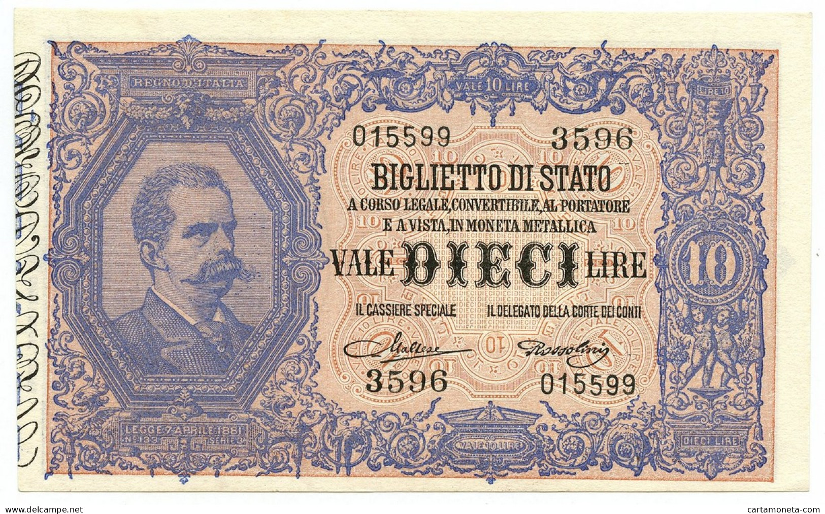 10 LIRE BIGLIETTO DI STATO EFFIGE UMBERTO I 19/05/1923 SUP+ - Regno D'Italia – Autres