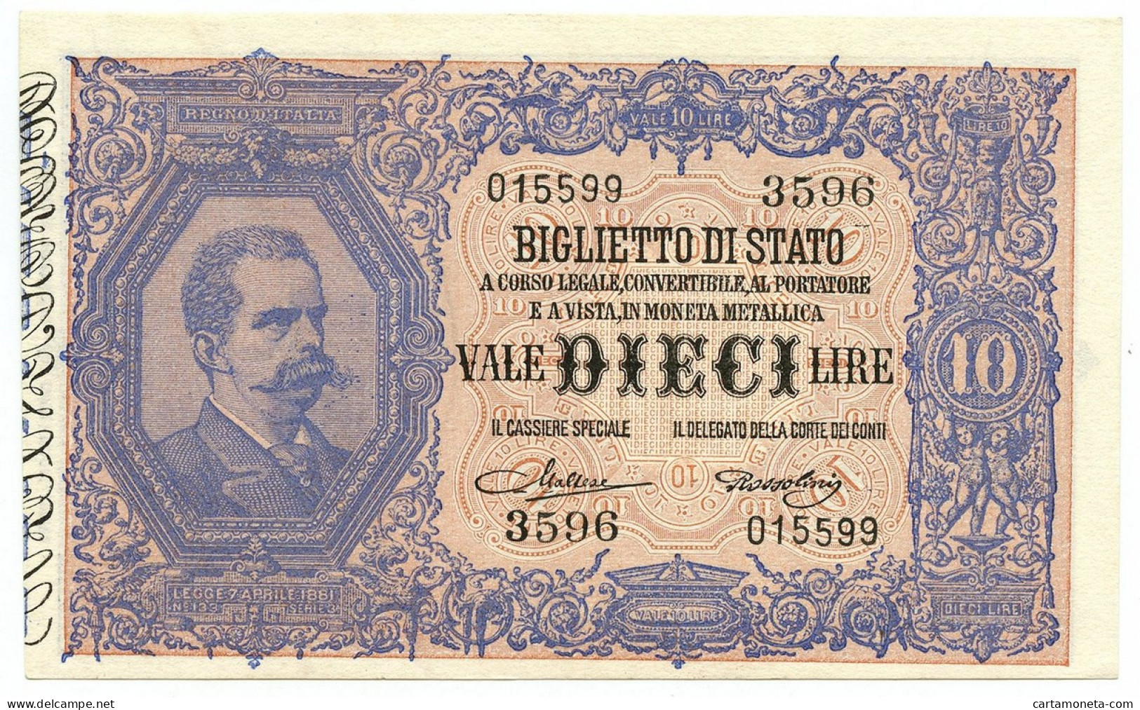 10 LIRE BIGLIETTO DI STATO EFFIGE UMBERTO I 19/05/1923 SUP+ - Sonstige