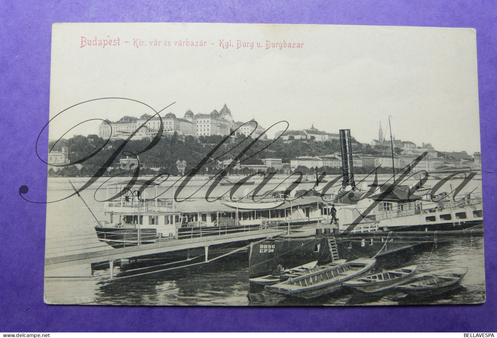 Budapest Kir. Var Es Varbazar Bateau A Vapeur Steamers Binnenvaart Peniche 1902 Stengel Dresden  4603 - Passagiersschepen