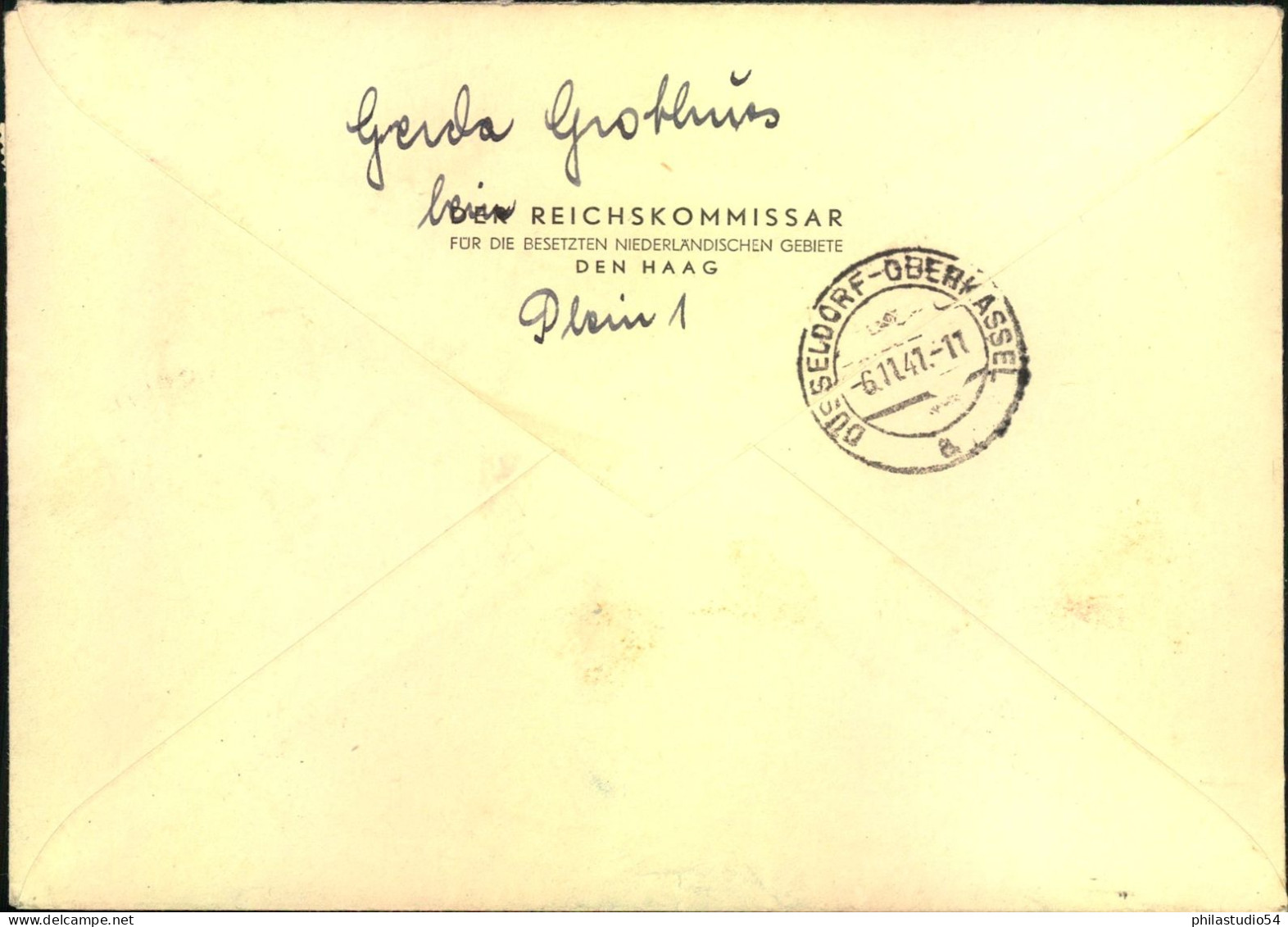 1941, DEUTSCHE DIENSTPOST NIEDERLANDE", Einschreiben Mit Inhalt Inhalt Ab DEN HAAG - Covers & Documents