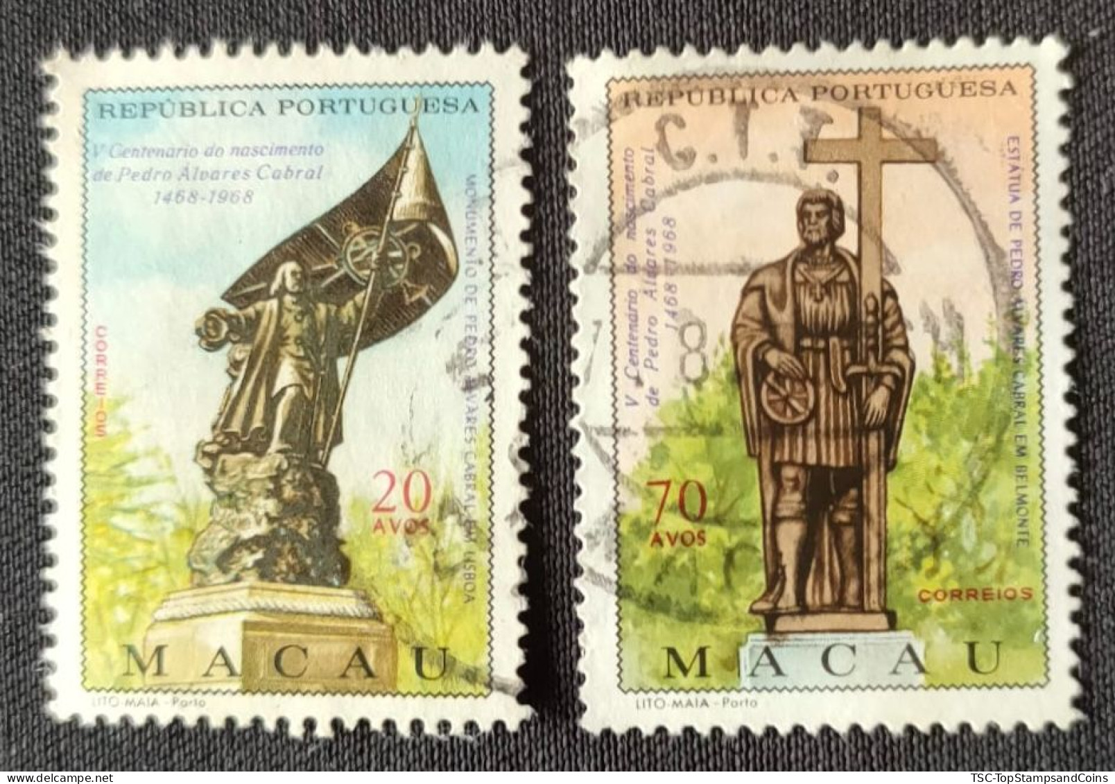 MAC5418-19U4 - 5th. Centenary Of Pedro Álvares Cabral Birth - Complete Set Of 2 Used Stamps - Macau - 1968 - Gebraucht