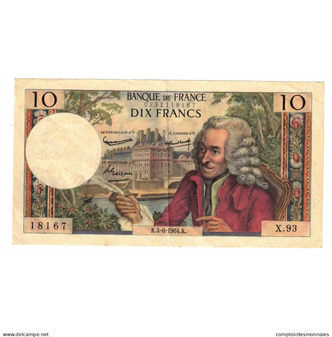 France, 10 Francs, Voltaire, 1964, X.93, TTB, Fayette:F.62.09, KM:147a - 10 F 1963-1973 ''Voltaire''