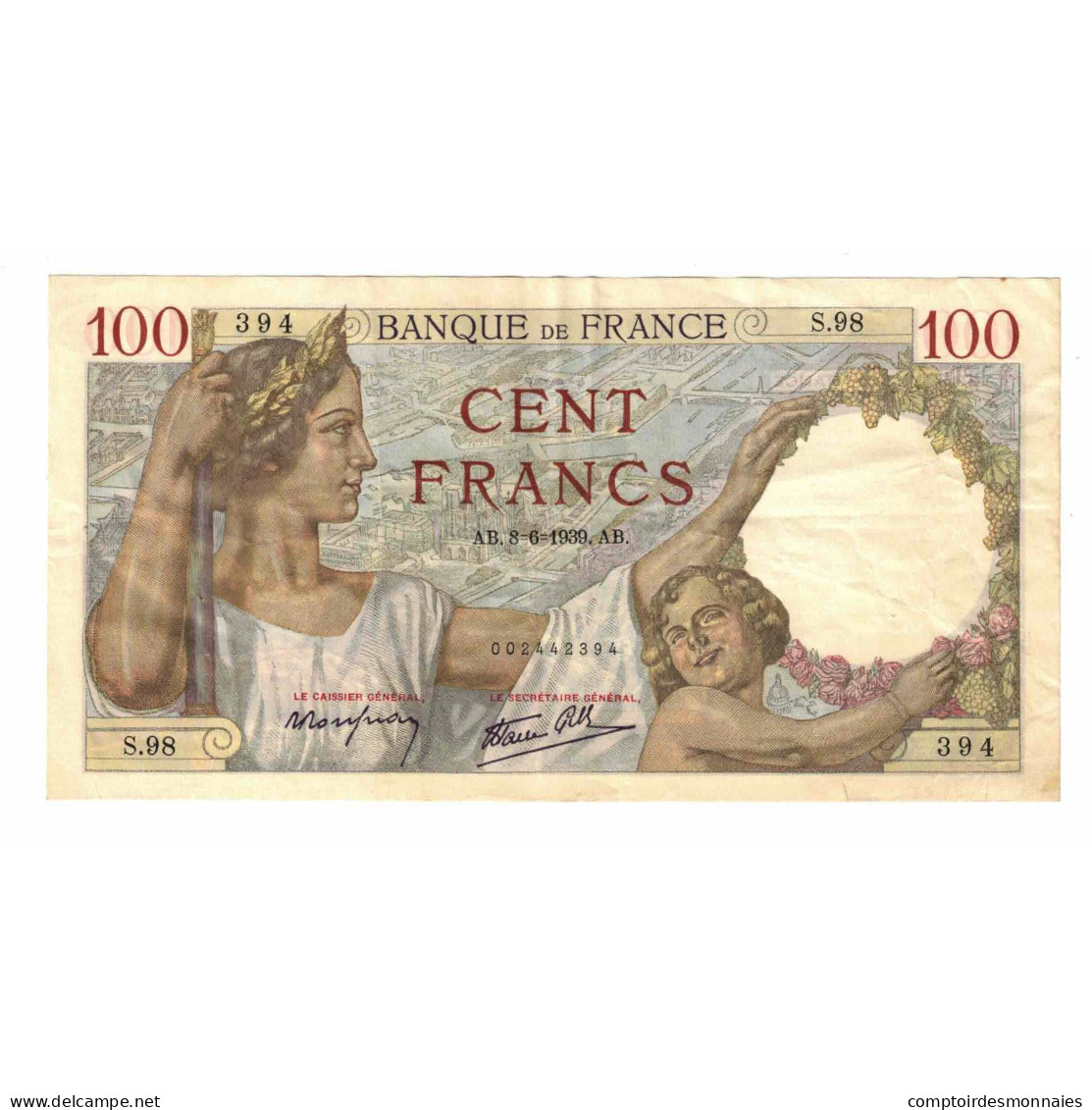 France, 100 Francs, Sully, 1939, S.98, TTB, Fayette:26.2, KM:94 - 100 F 1939-1942 ''Sully''