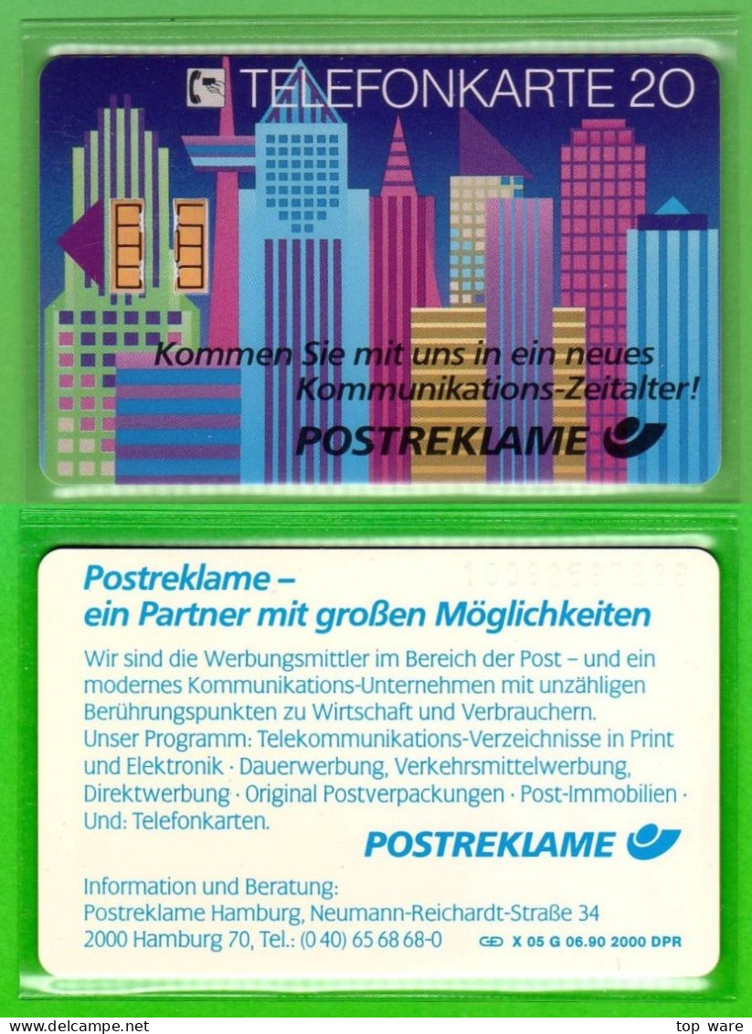 X05 G 06.90 Telefonkarte 20 Postreklame Skyline Hamburg Ungebraucht Auflage 2000 - X-Series: Werbeserie Mit Eigenwerbung Der Dt. Postreklame GmbH