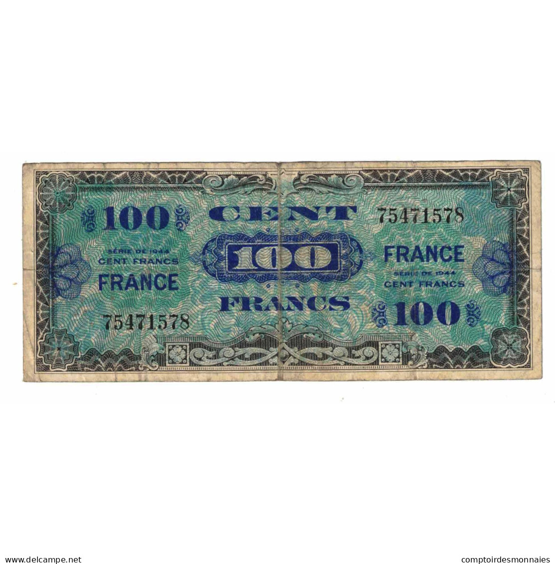 France, 100 Francs, 1945 Verso France, 1945, SERIE DE 1944, TB+, Fayette:VF25.1 - 1945 Verso Francia