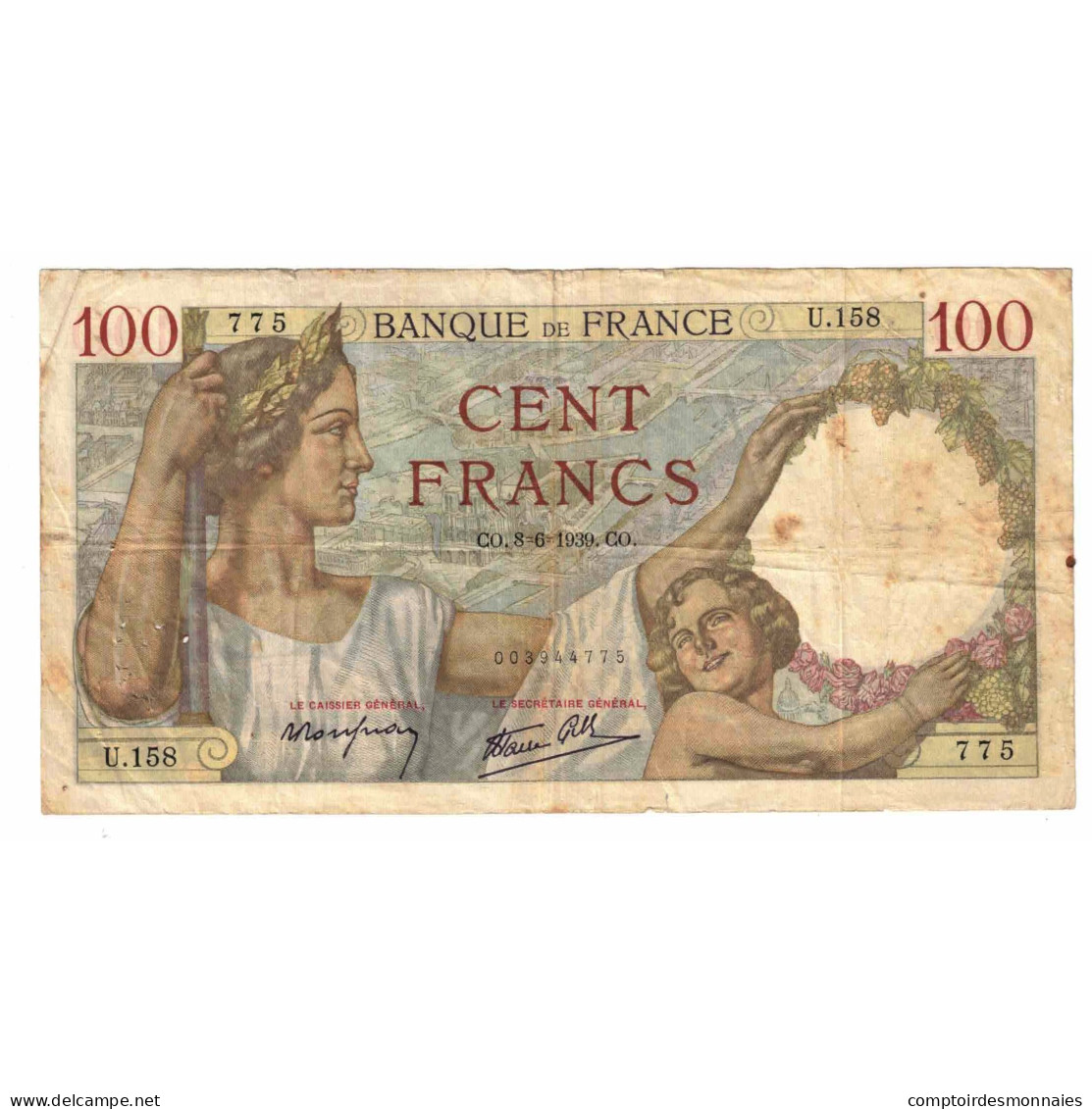 France, 100 Francs, Sully, 1939, U.158, TB, Fayette:26.2, KM:94 - 100 F 1939-1942 ''Sully''