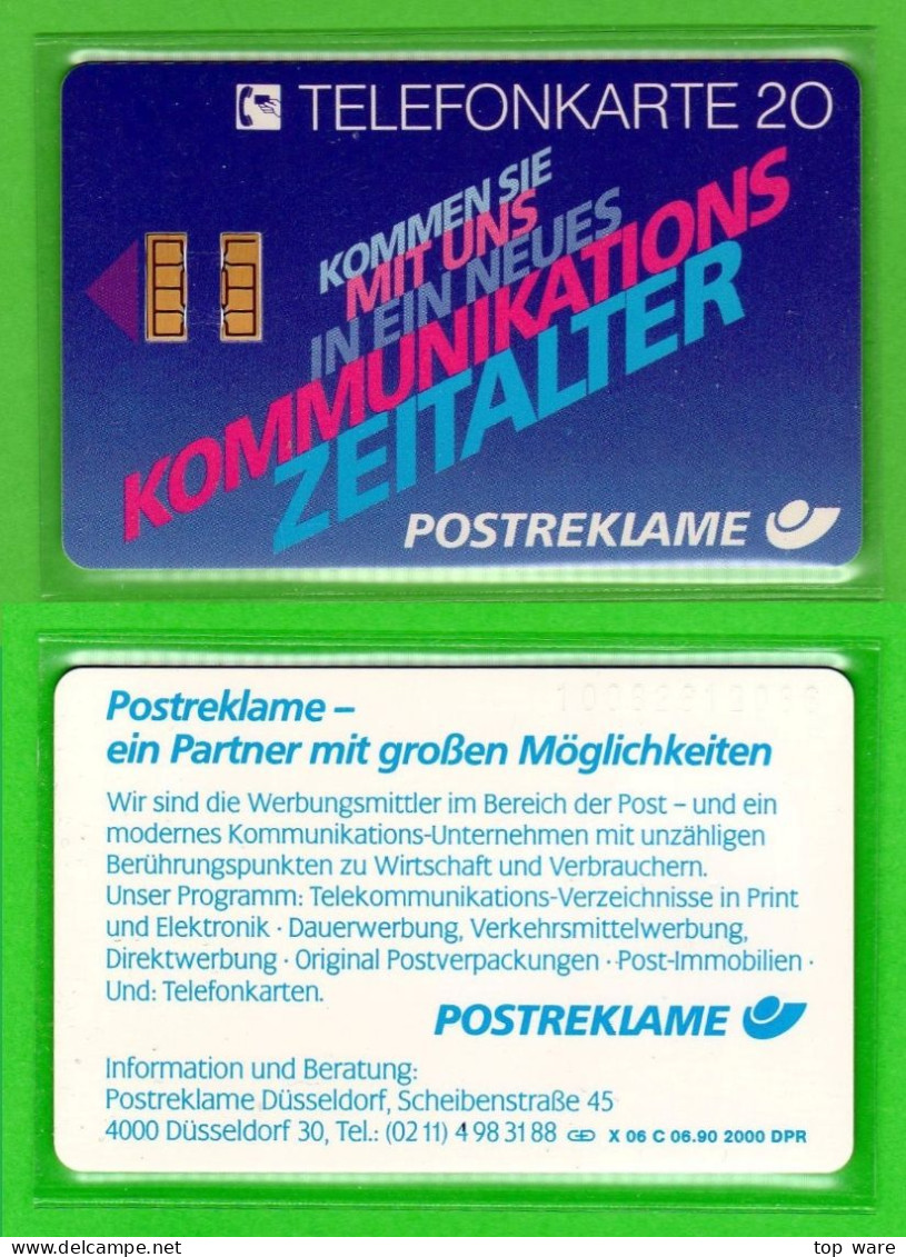 X06 C 06.90 Telefonkarte 20 Postreklame Düsseldorf Ungebraucht Auflage 2000 - X-Series: Werbeserie Mit Eigenwerbung Der Dt. Postreklame GmbH