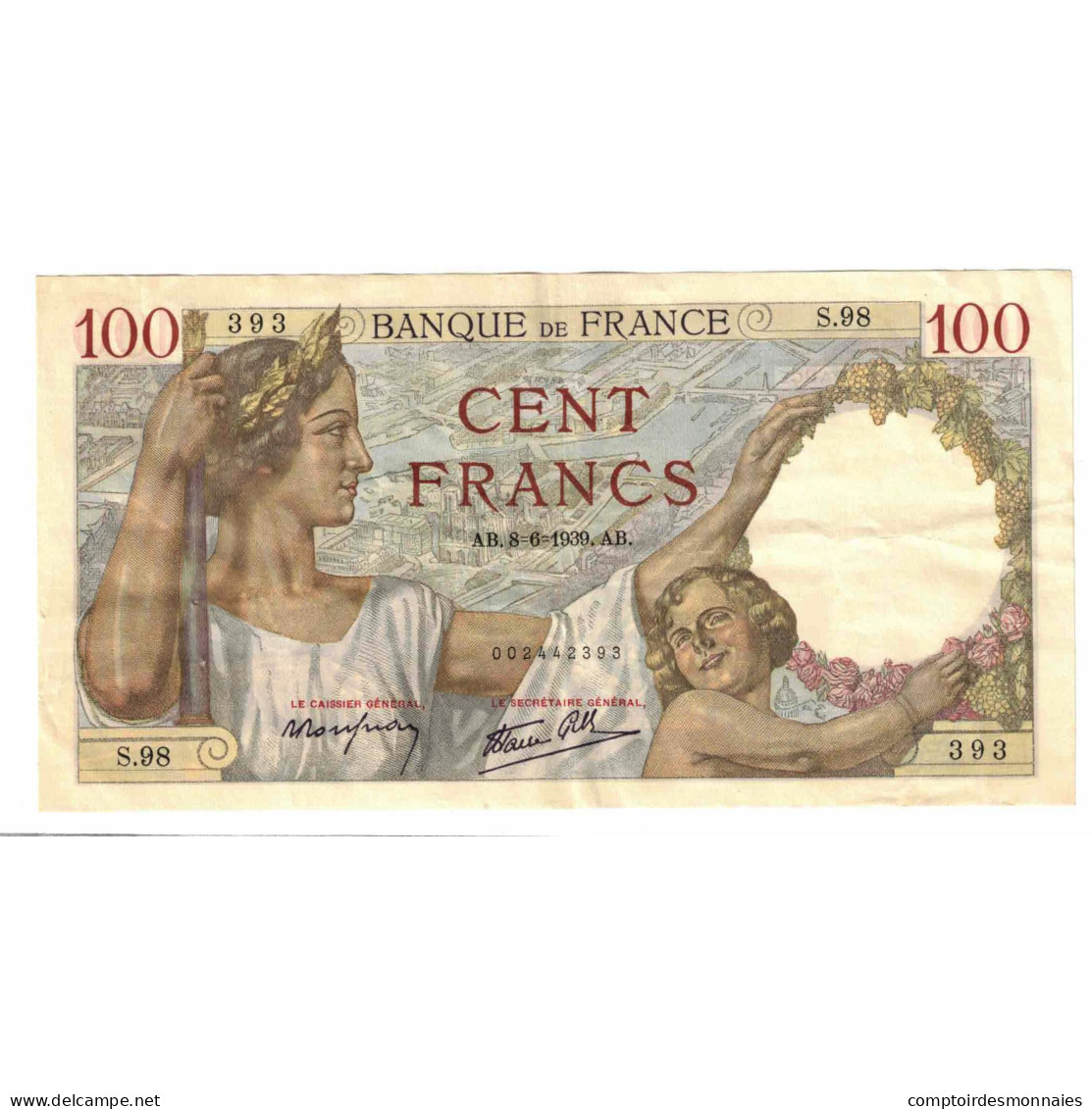 France, 100 Francs, Sully, 1939, S.98, TB, Fayette:26.2, KM:94 - 100 F 1939-1942 ''Sully''