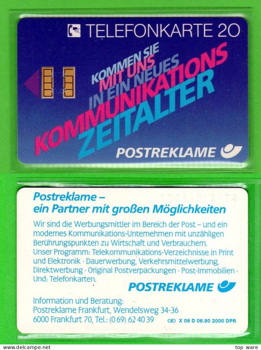 X06 D 06.90 Telefonkarte 20 Postreklame Frankfurt Ungebraucht Auflage 2000 - X-Series : Pubblicitarie Della D. Postreklame