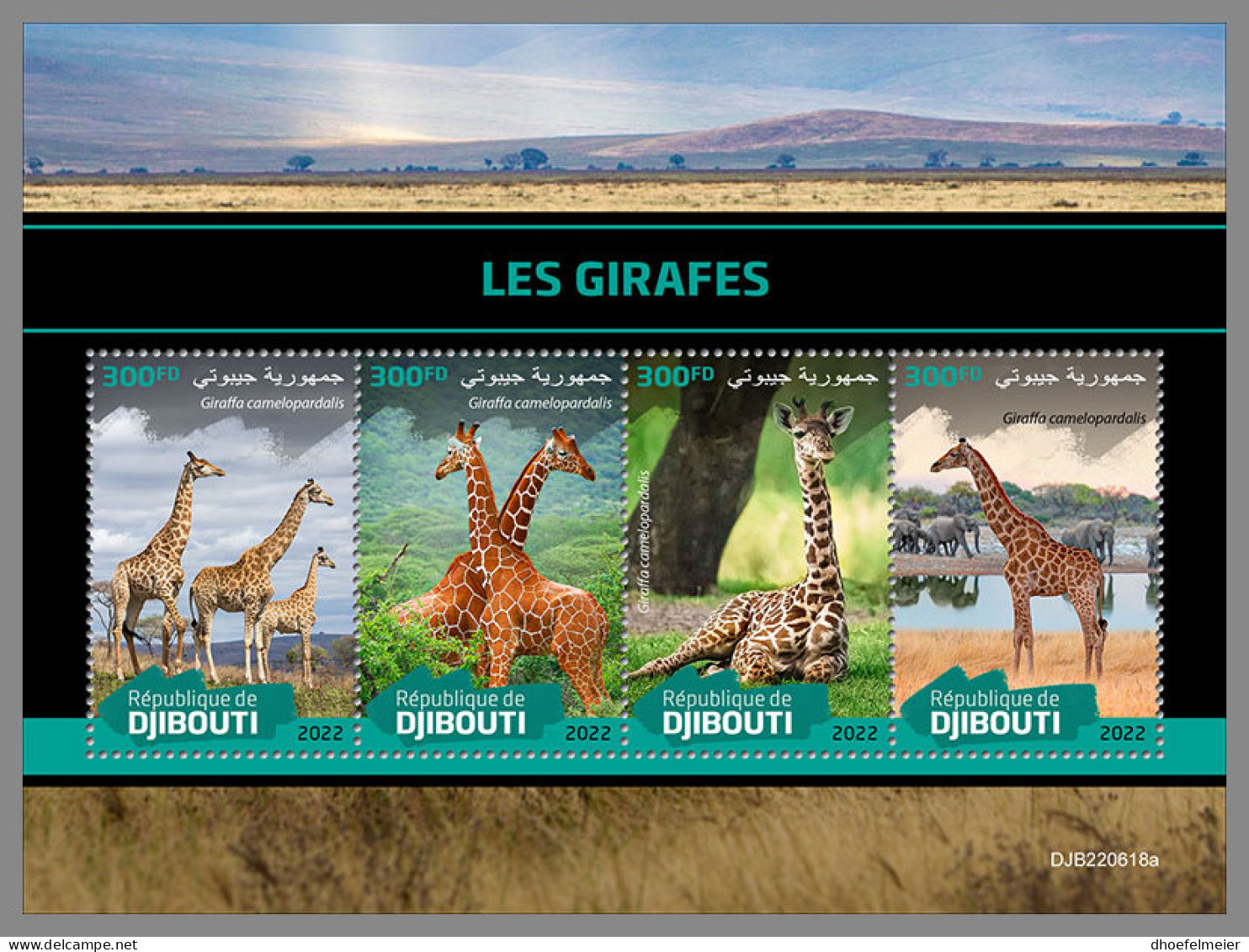 DJIBOUTI 2022 MNH Giraffes Giraffen Girafes M/S - OFFICIAL ISSUE - DHQ2323 - Giraffen