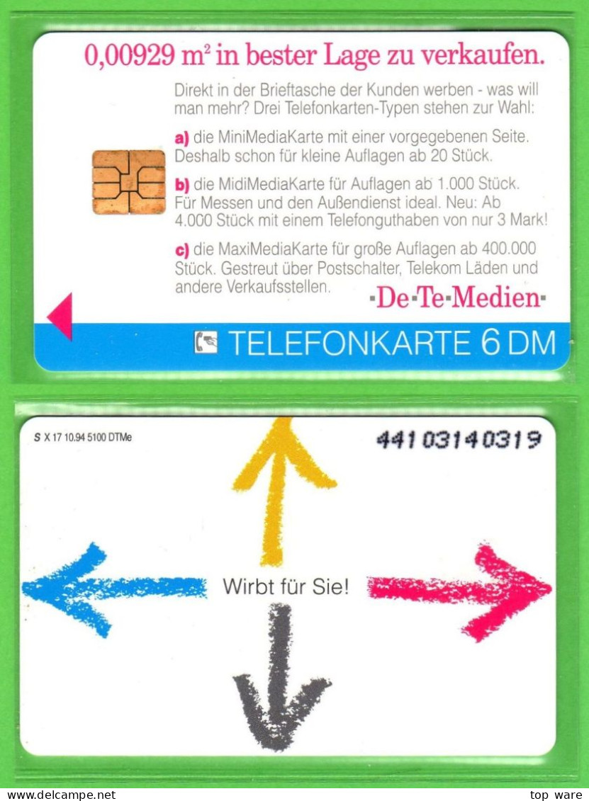 X17 10.94 Telefonkarte 6 DM DE TE Medien "In Bester Lage .." Ungebraucht Auflage 5100 - X-Series : Publicitarias De La  Postreklame Alemana