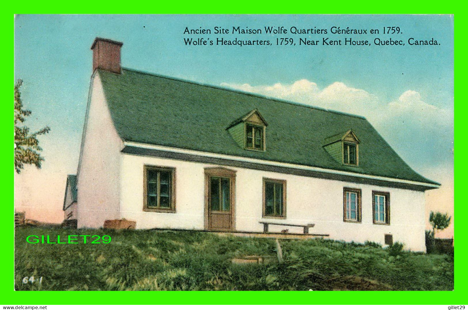 QUÉBEC - ANCIEN SITE MAISON WOLFE QUARTIERS GÉNÉRAUX EN 1759 - THE POST CARD & GREETING CARD CO LTD - - Montmorency Falls