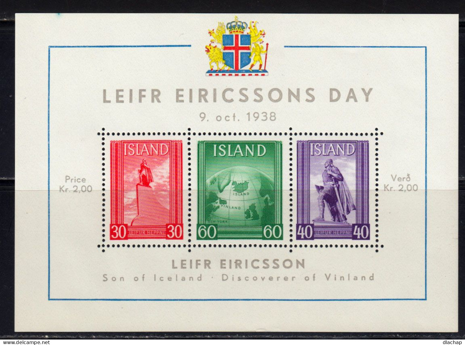 Islande 1938 Bloc Yvert 2 ** Neuf Sans Charniere - Blokken & Velletjes