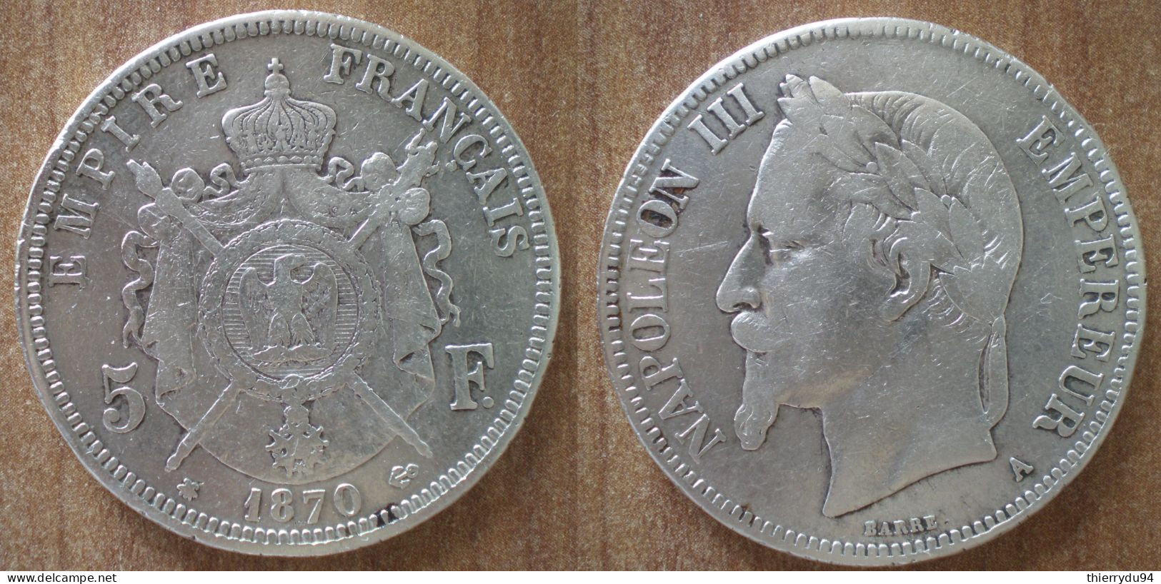 France 5 Francs 1870 Mint A Päris Napoleon 3 Que Prix + Port Frcs Frc Cents Centimes Argent Silver Paypal Bitcoin OK - 5 Francs